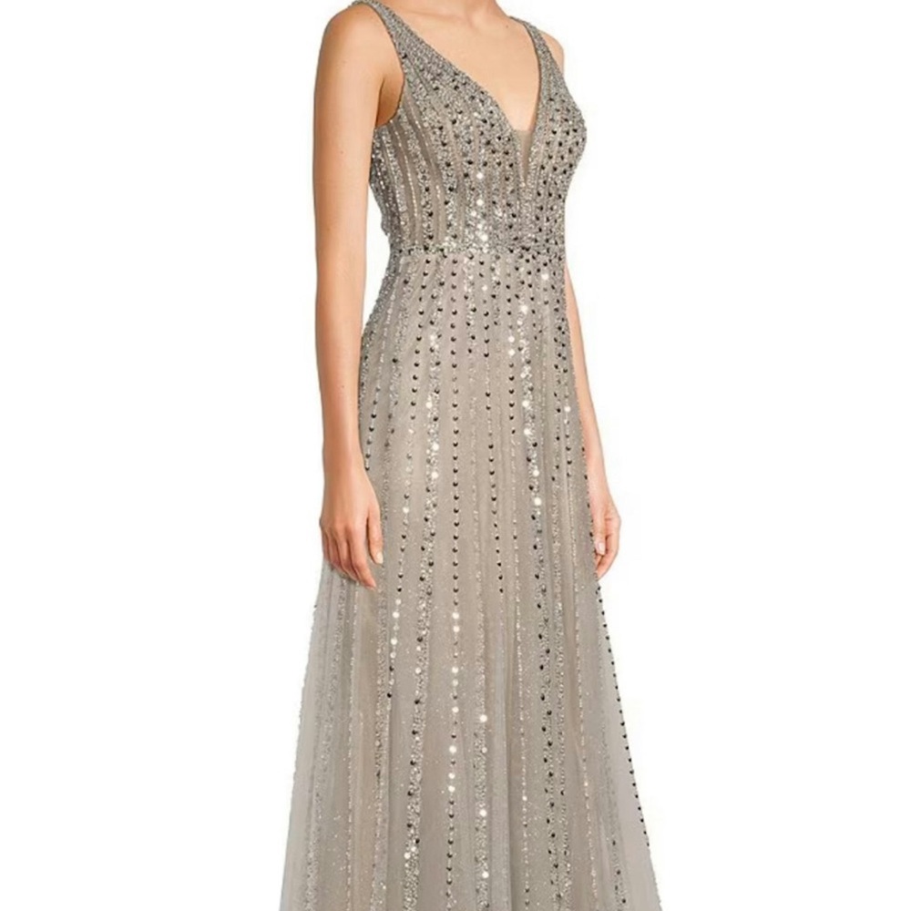 Elegant Silver Evening Gown